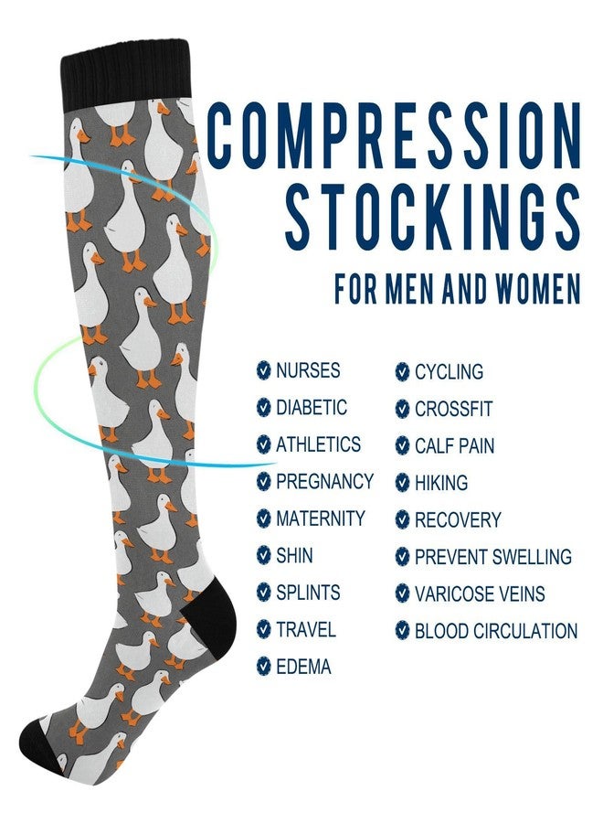 Wusikd White Goose Compression Socks for Women and Men Circulation Cute Long Socks for Athletic Running 1 - Image 4